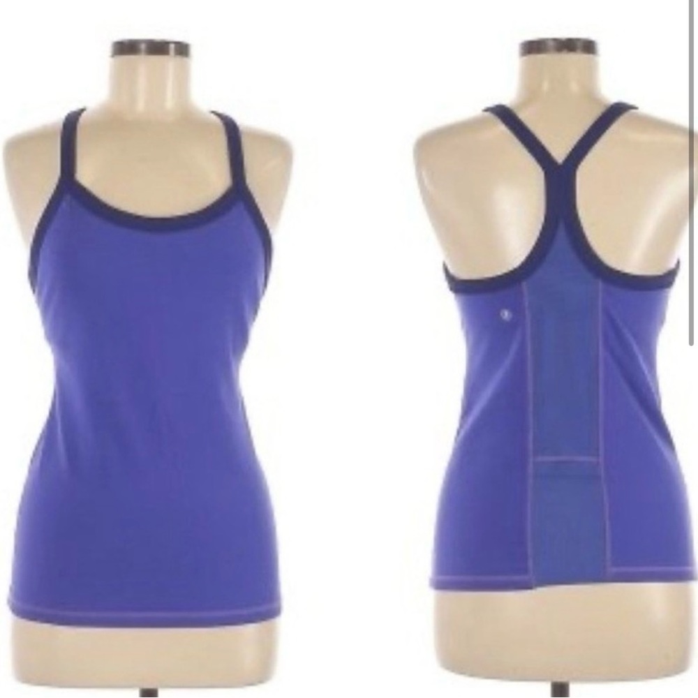 Lululemon Ujjayi Power Y Tank Shelf Bra Built in Bra Power Y Multi Purple Sz 10